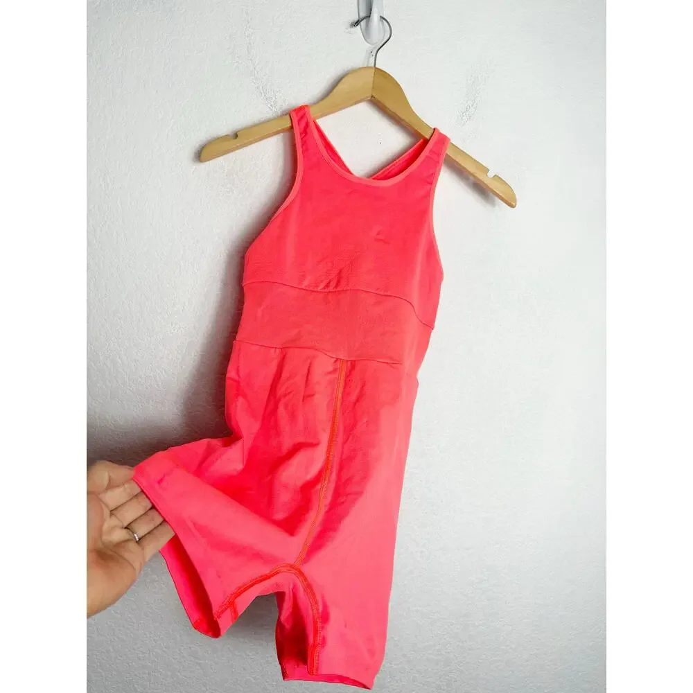Free People FP Movement Every Single Time Runsie Size M/L Neon Coral Romper
